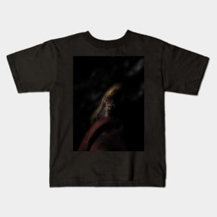 Digital collage and special processing. Weird. Leg with shoe and pants. Glimpses of surface. Bloor and dim. Kids T-Shirt